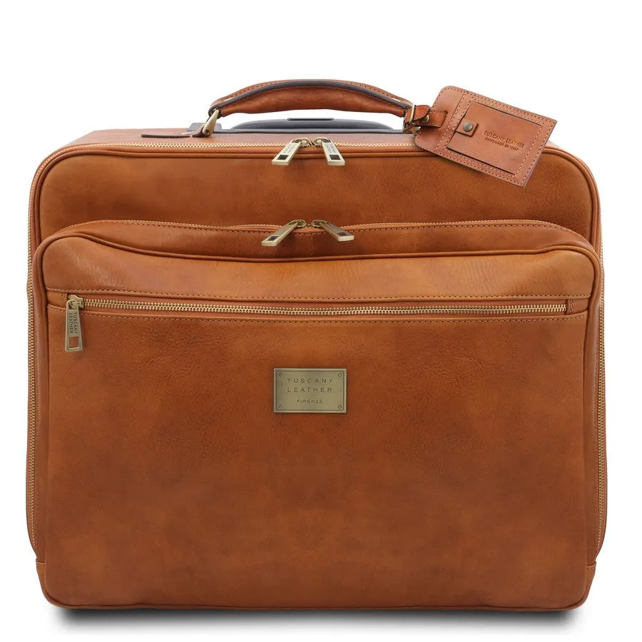 Varsavia Leather Pilot Case With Wheels
