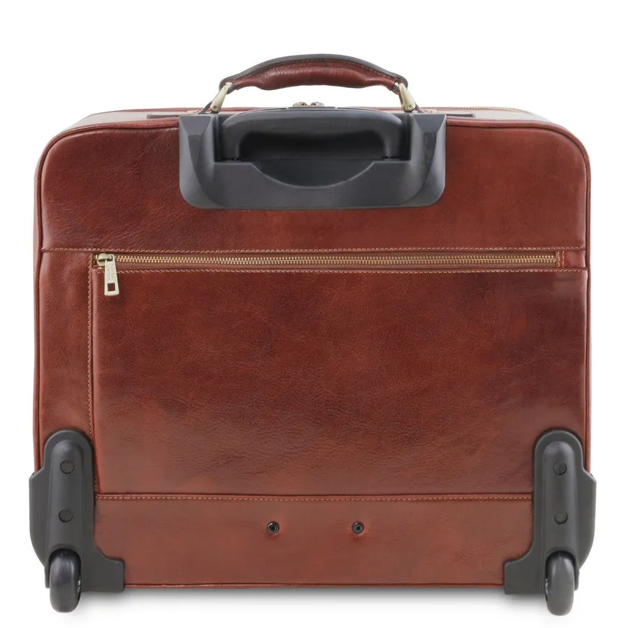 Varsavia Leather Pilot Case With Wheels