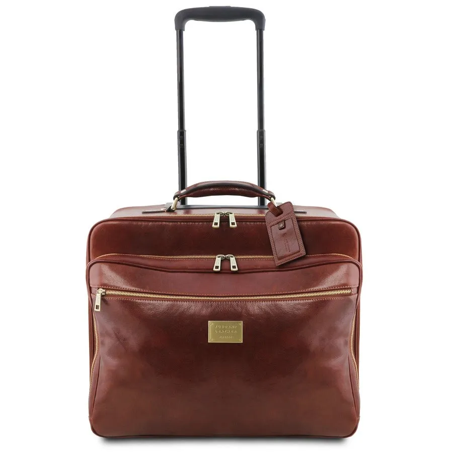 Varsavia Leather Pilot Case With Wheels