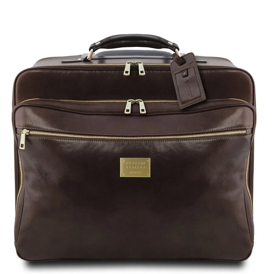 Varsavia Leather Pilot Case With Wheels