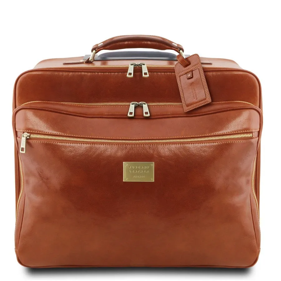 Varsavia Leather Pilot Case With Wheels
