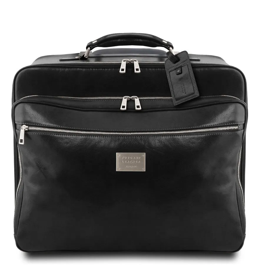 Varsavia Leather Pilot Case With Wheels