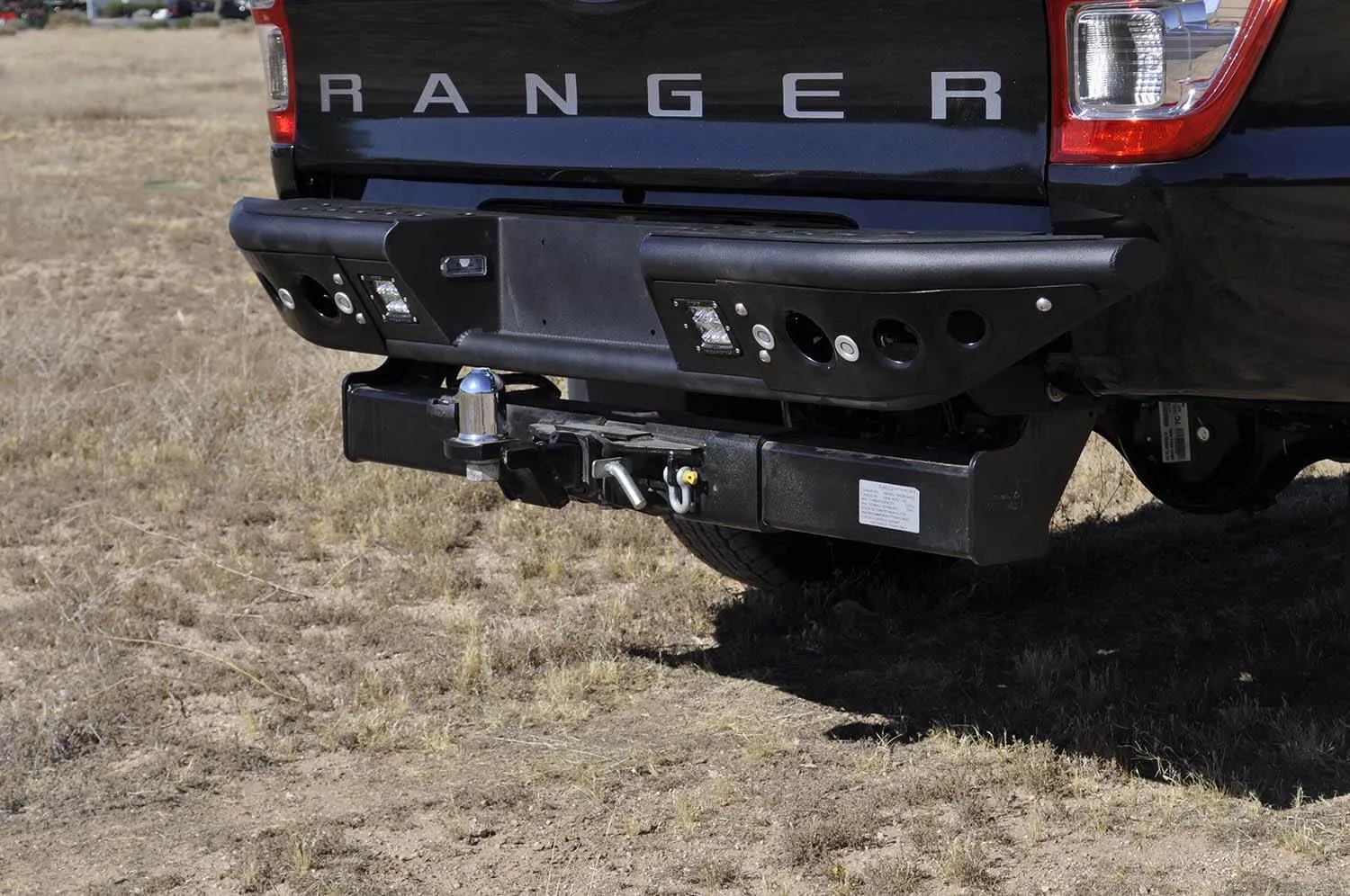 Venom Rear Bumper w/ Dually lights w/ back up sensor cut outs in Hammer Black w/ Satin Black Panels - 2011-2017 Ford Ranger T6
