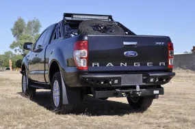 Venom Rear Bumper w/ Dually lights w/ back up sensor cut outs in Hammer Black w/ Satin Black Panels - 2011-2017 Ford Ranger T6