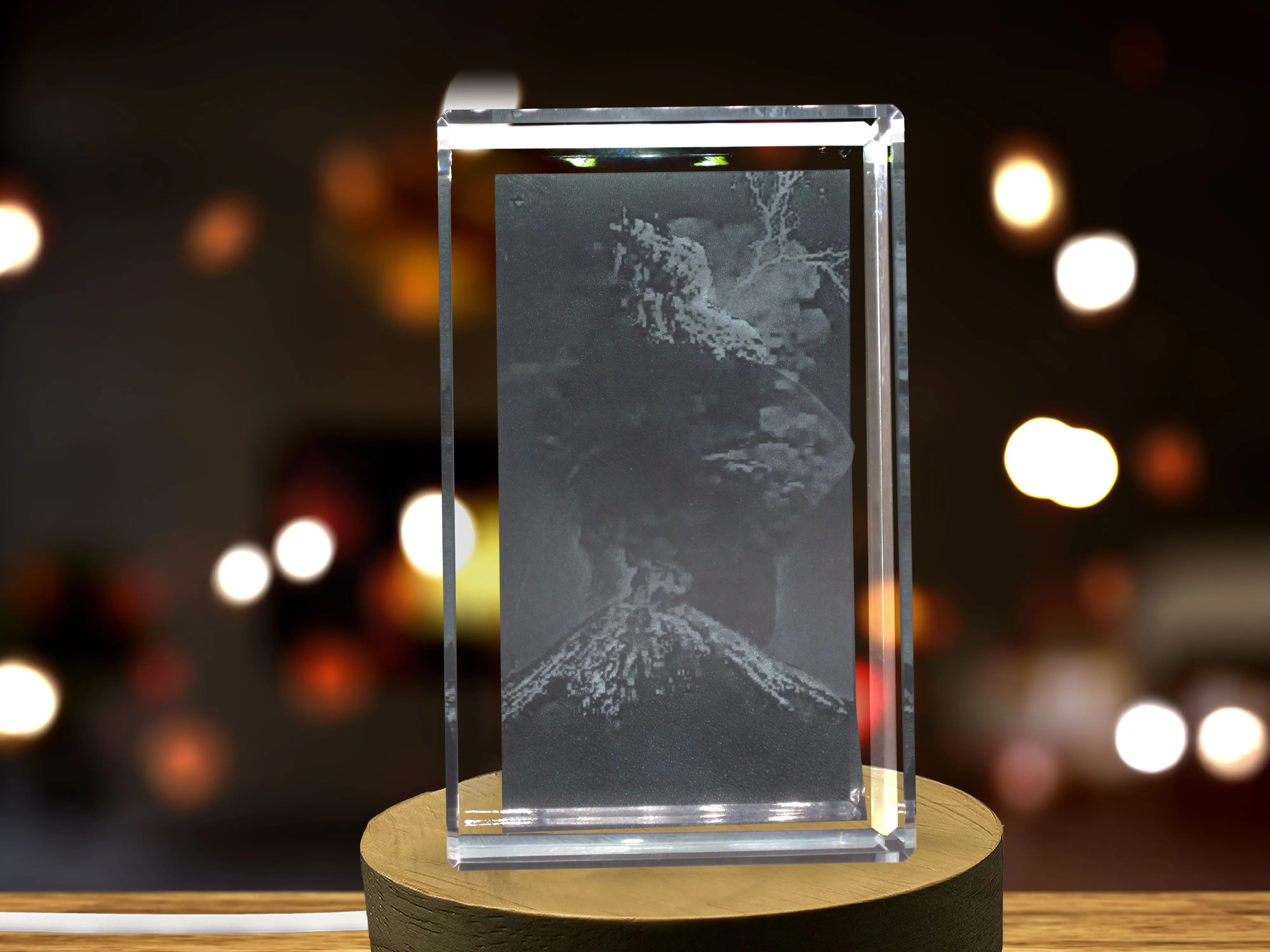 Volcano 3D Engraved Crystal 3D Engraved Crystal Keepsake/Gift/Decor/Collectible/Souvenir