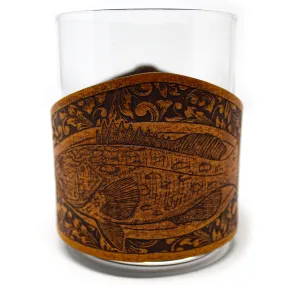 Whiskey Glass Leather Wrap - GAG Grouper Rocks Glass