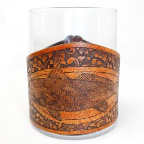Whiskey Glass Leather Wrap - SC Style Redfish Rocks Glass