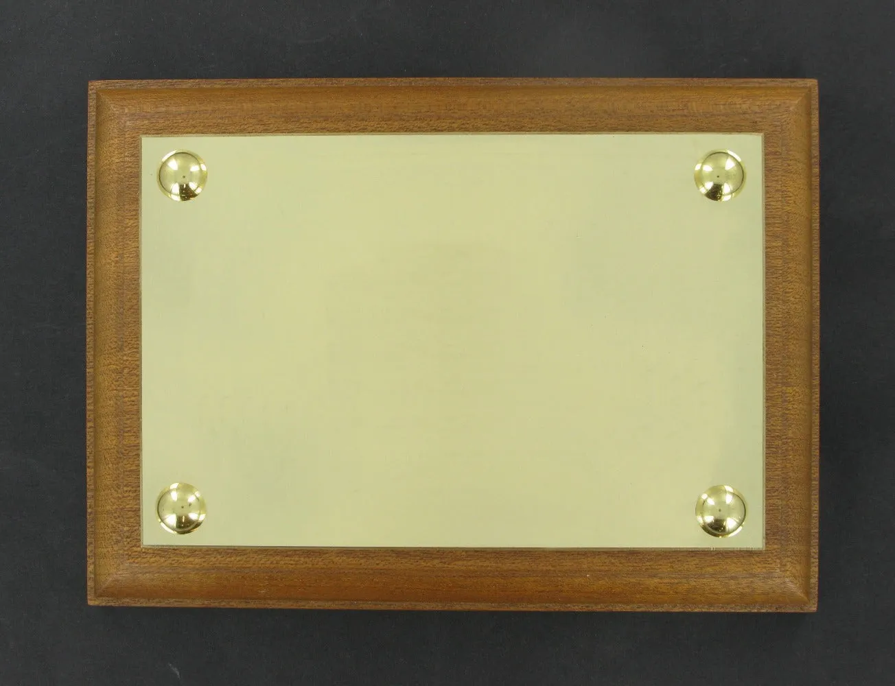 Wood Plaque with 6" x 4" Polished Brass Plate