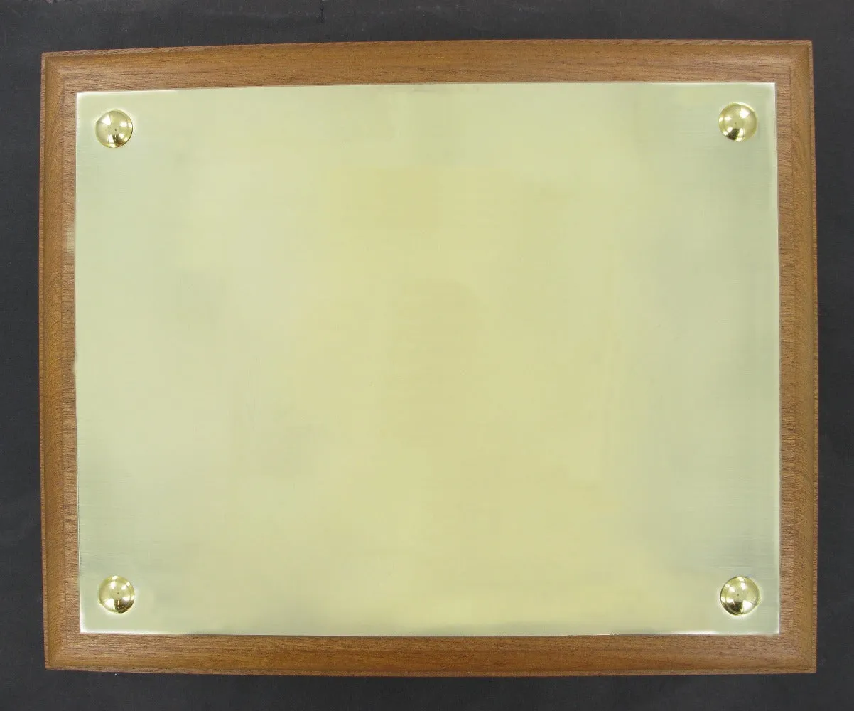 Wood Plaque with 8" x 6" Polished Brass Plate