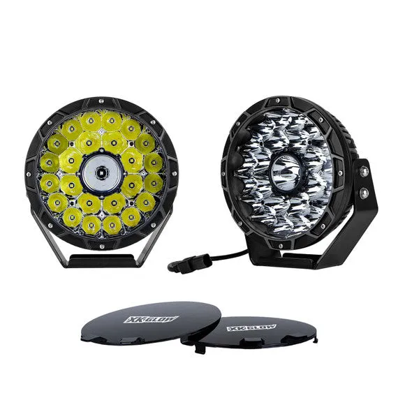 XKGlow 2pc Combo Beam Offroad Round Work Light Kit - 110 Watts 9 Inches
