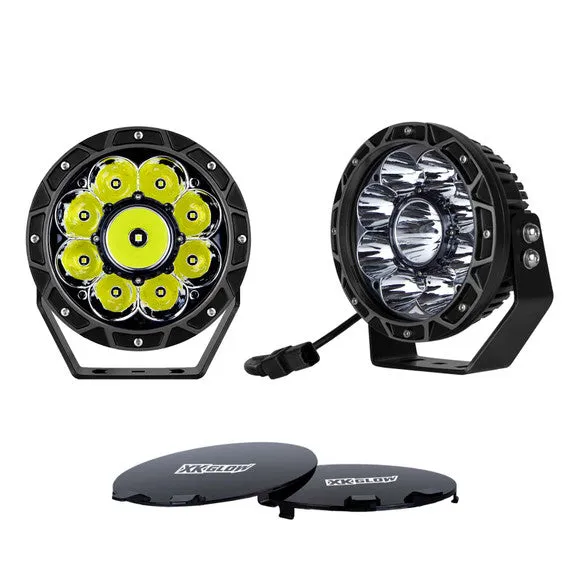 XKGlow 2pc Combo Beam Offroad Round Work Light Kit - 44 Watts 7 inches