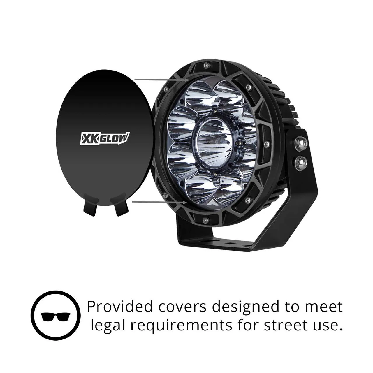 XKGlow 2pc Combo Beam Offroad Round Work Light Kit - 44 Watts 7 inches